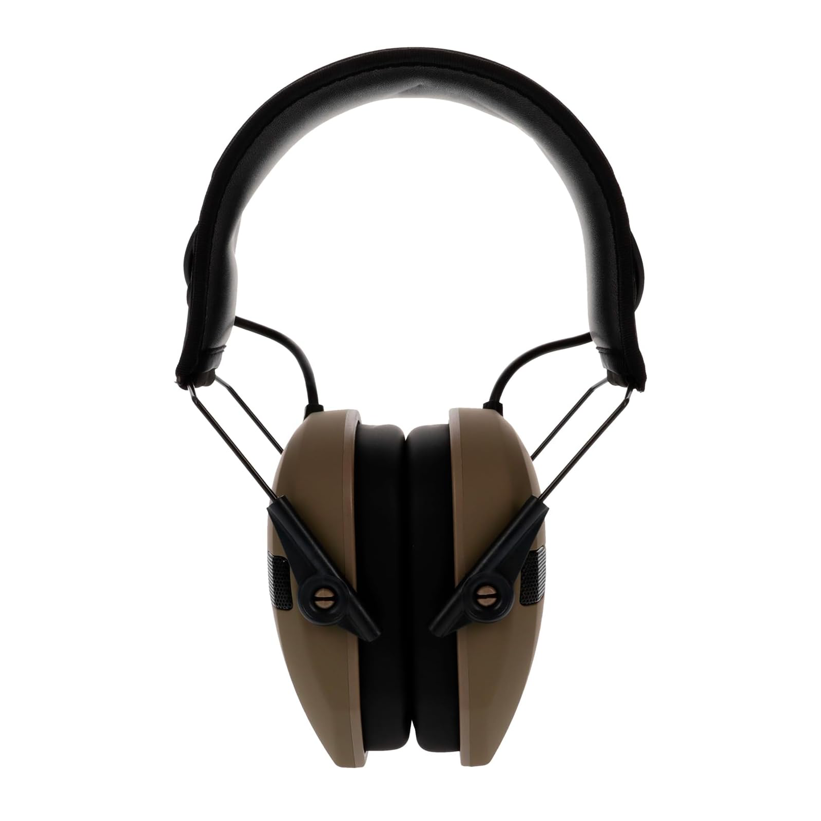 Expanded brown shooting headphones front view