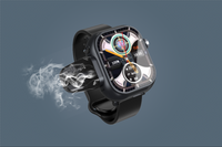 Smart watch electronic cigarette atomizer device has smoke coming out on the left side of the picture