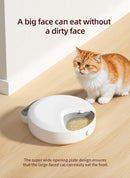 The image shows a pet food bowl with a super wide opening plate design, ensuring that large-faced cats can eat without making a mess.