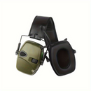 Green electronic earmuffs left side